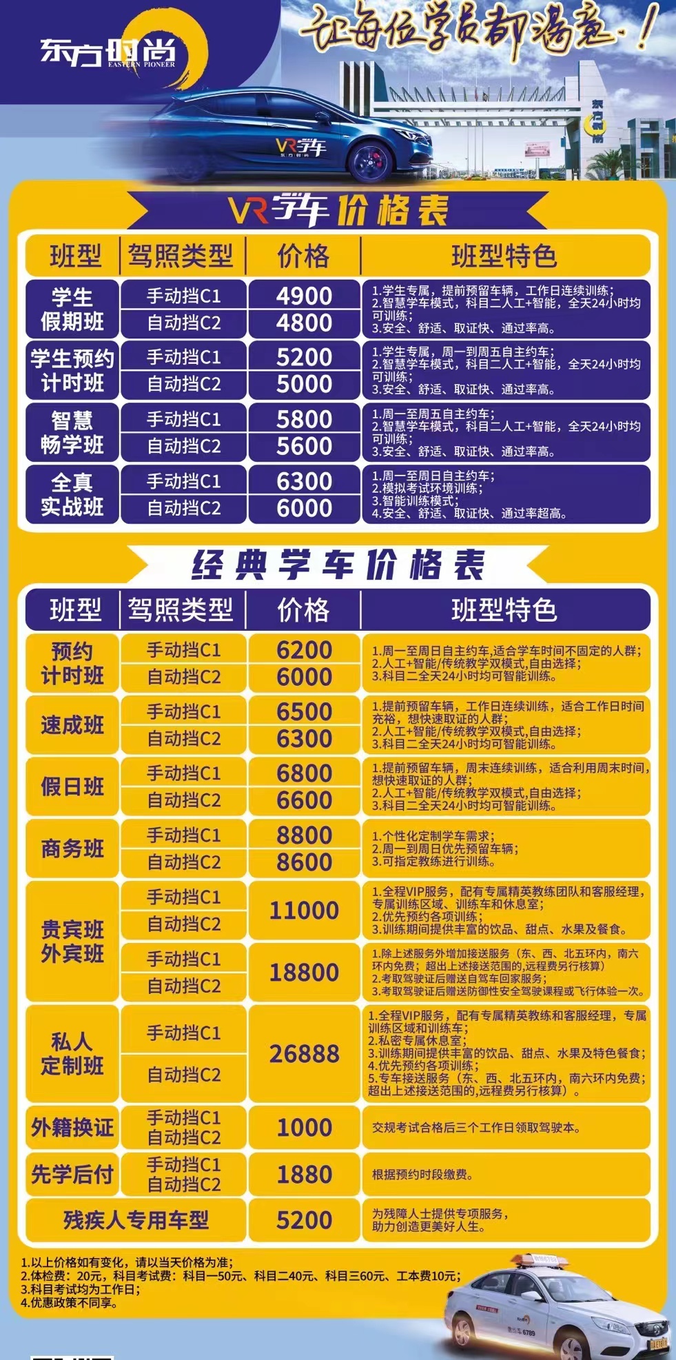 北京東方時尚駕校a2多少錢？